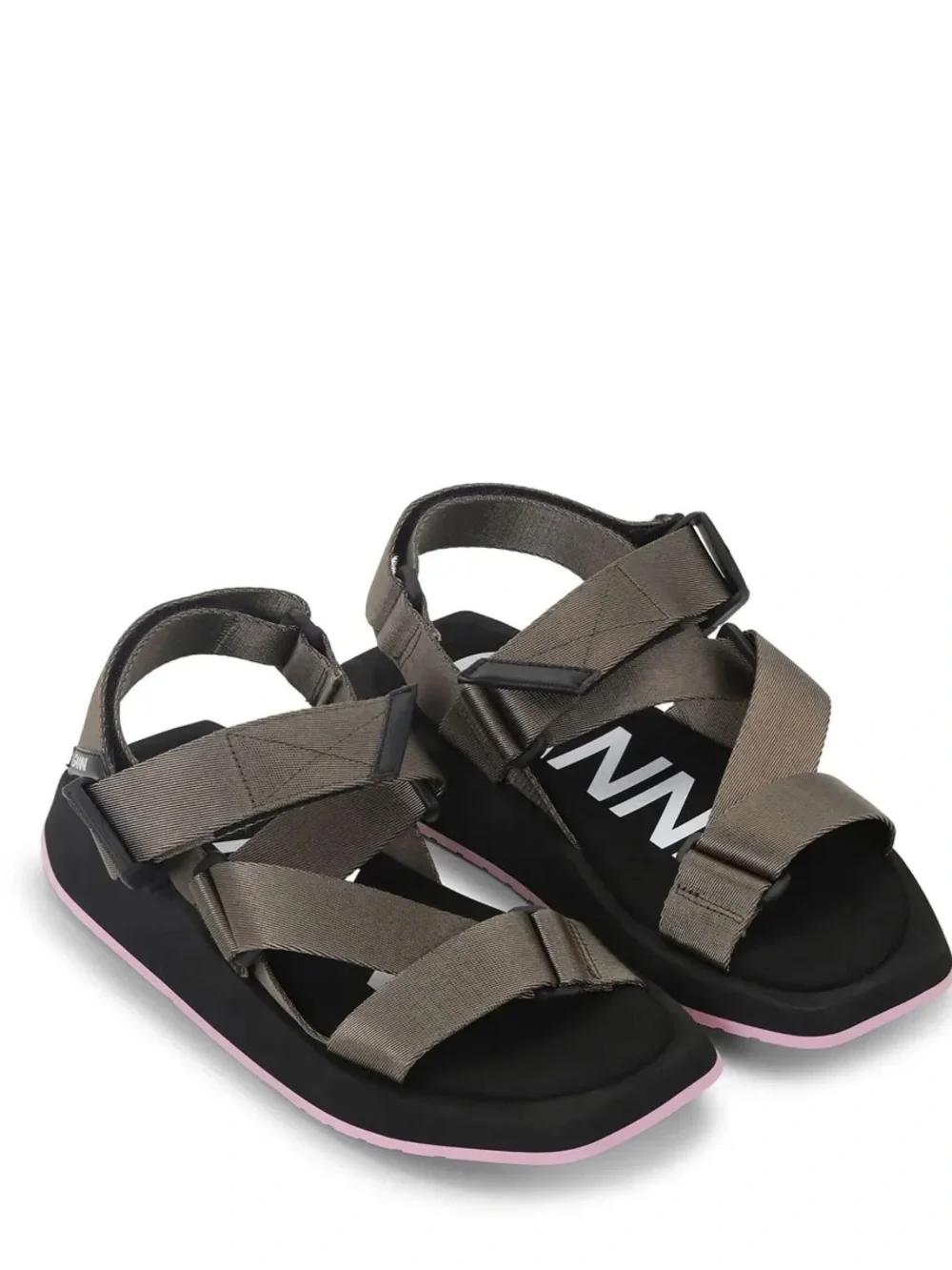 GANNI Performance Webbing Flat Sandal olive/army green size 7